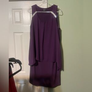 Glamour Plum High-Low Cocktail Dress with Rhinestone Trim